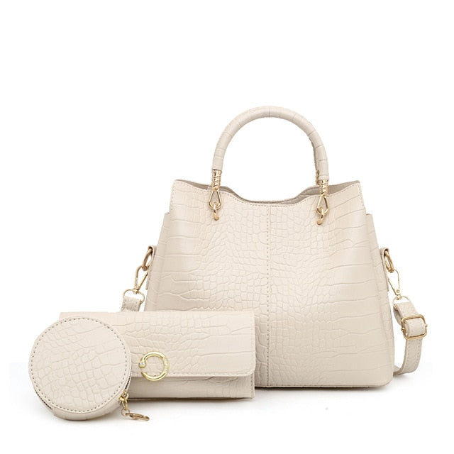 Alligator 3-piece Set Composite Bag Designer High Quality PU Leather Women Handbag Ladies Fashion Small Shoulder Crossbody Bag