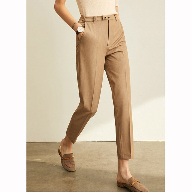 Amii Spring Spring Pants Female Office Lady Solid High Waist Female Trousers Fashion Straight Suit Pants For Women 11960733