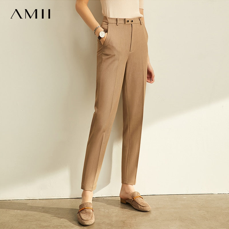 Amii Spring Spring Pants Female Office Lady Solid High Waist Female Trousers Fashion Straight Suit Pants For Women 11960733