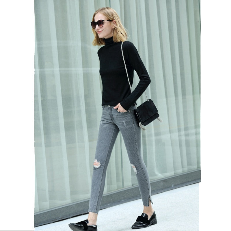 Amii Spring Winter Women's turtleneck Sweater Causal Solid  Slim Fit Wool Pullover Fashion Women's Sweater Tops 11820098