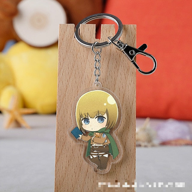 Anime Keychain Attack on Titan Women Keychains Acrylic Men Key Chain Pendant Accessories Cartoon Key Ring Friends Gift Jewelry