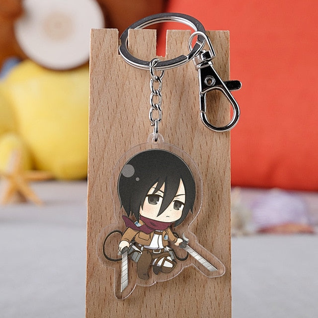 Anime Keychain Attack on Titan Women Keychains Acrylic Men Key Chain Pendant Accessories Cartoon Key Ring Friends Gift Jewelry