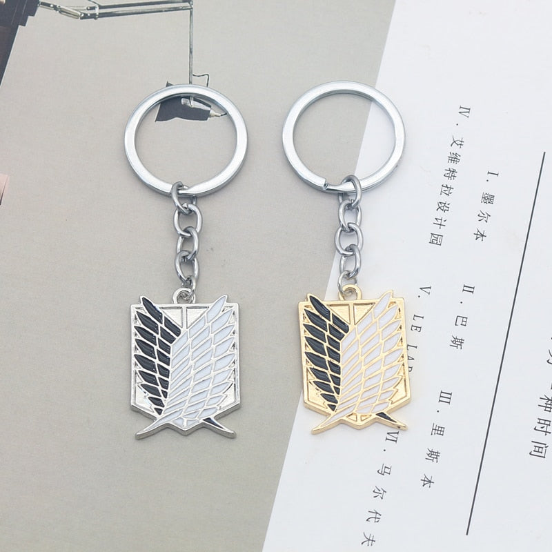 Attack On Titan Keychain Shingeki No Kyojin Anime Cosplay Wings of Liberty Key Chain Rings For Motorcycle Car Keys Gifts llavero