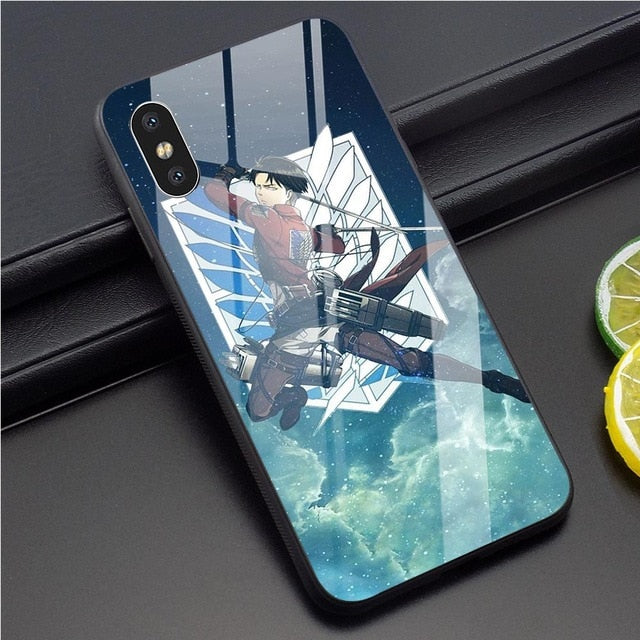 Attack On Titan Tempered Glass Phone Case For iPhone 7 Plus Cover 5 5S SE 6 6S 7 8/6 6S 8 Plus X XS XR Xs Max