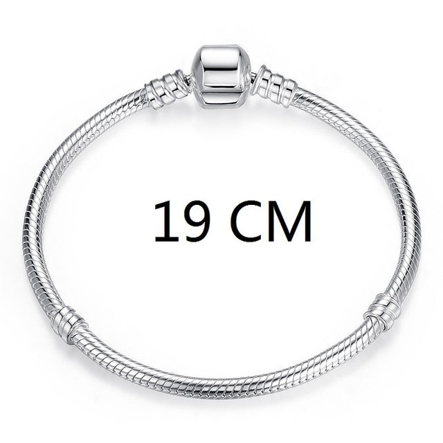 Authentic 100% 925 Sterling Silver Basic Snake Chain Bracelet & Bangles Fashion Jewelry WEUS902