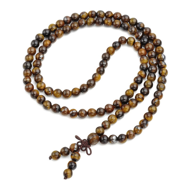 Ayliss Prayer Reiki Healing Beaded Bracelet Natural Tiger Eye Stone 108 Beads Bracelet Necklace Yoga Buddha Bracelets Jewelry