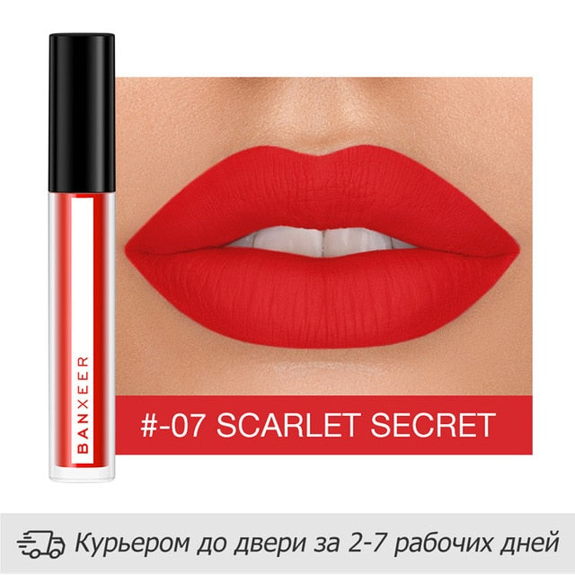 BANXEER Lipgloss Matte 8 Colors Lip Gloss Velvety Lipstick Liquid Matte Waterproof Lip Tint Full & rich Sexy Lip Makeup Cosmetic