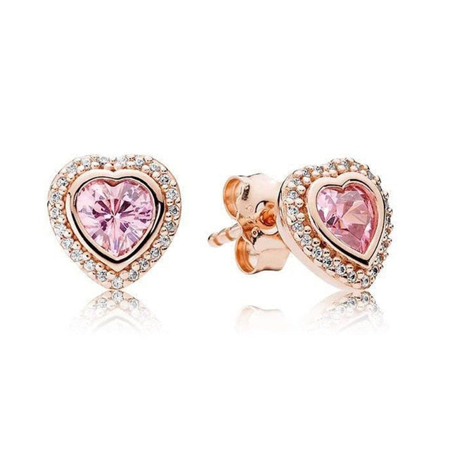 BAOPON Newest Rose Gold Fine Stud Earrings For Ladies Women Crown Love Round Earrings Jewellery Birthday Gift Anti Allergy