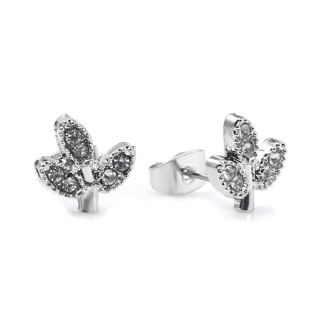 BAOPON Newest Rose Gold Fine Stud Earrings For Ladies Women Crown Love Round Earrings Jewellery Birthday Gift Anti Allergy