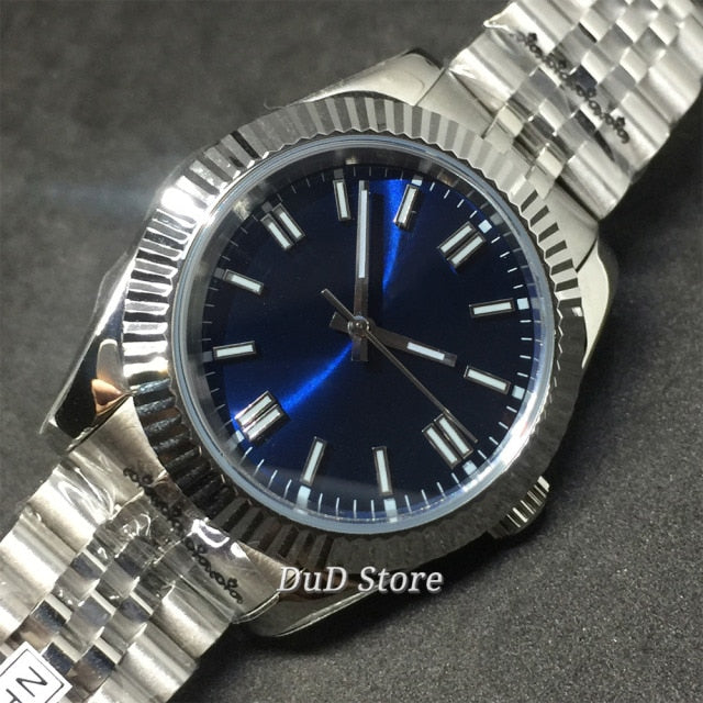 BLIGER 36mm/39mm Sapphire Automatic Men's Watch NH35/Miyota8215 Luminous Sterile Blue Dial Steel Strip Mechanical Watch