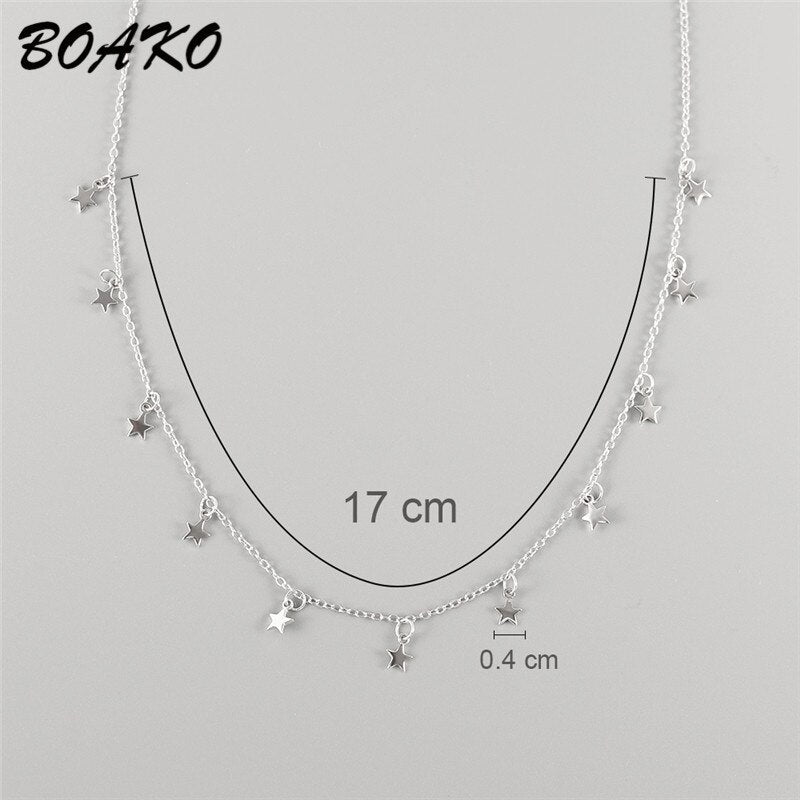 BOAKO 925 Sterling Silver Star Necklace Fashion Drop 11 Star Choker Necklace for Women 2020 Bohemian Necklace Party Jewelry Gift
