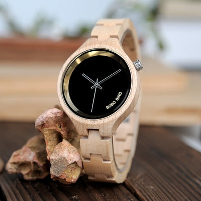 BOBO BIRD LP16 Fashion Watches Women Timber Top Luxury Timepieces Wood Black Female Horologe as Lady Accessories Jewelry