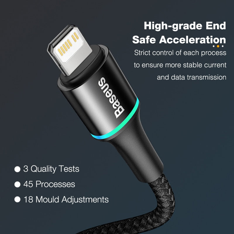 Baseus 20W PD Fast Charging Cable for iPhone 12 11 Pro Xs Max X 8 6 USB Type C to Lighting Cable for iPad Data Cord Charger Wire