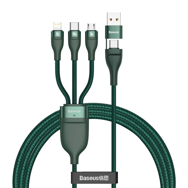 Baseus 3 in 1 USB Type C Cable Fast Charge Cable for iPhone 11 XR 8 Charger Cable 5A 4 in 1 Micro  for Xiaomi Redmi Note 9