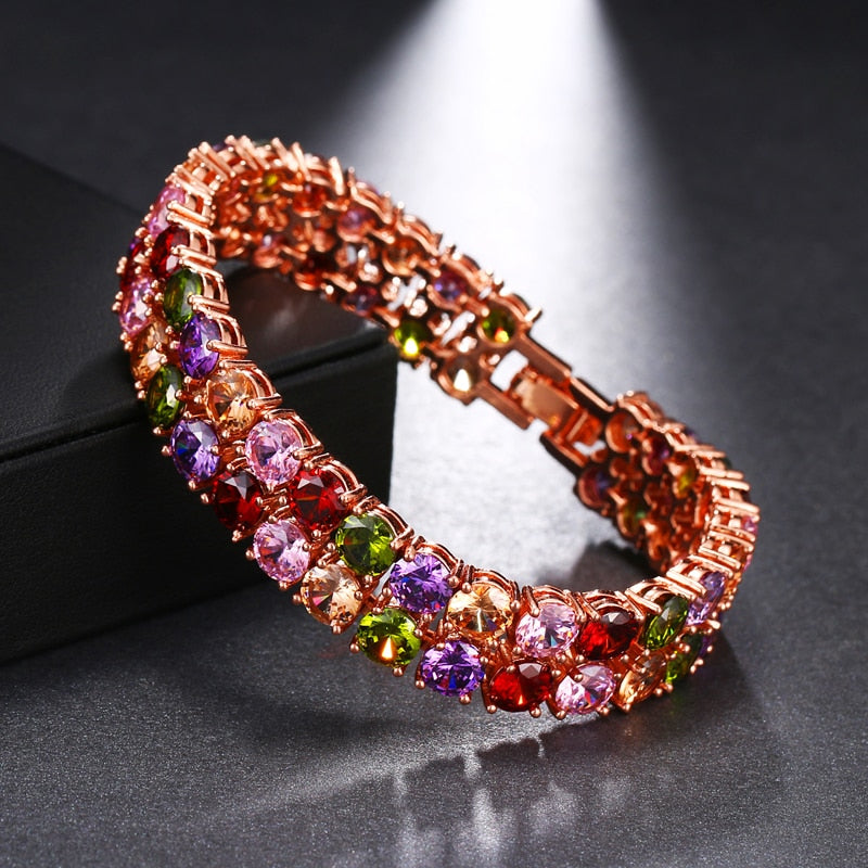 Bettyue Multicolour Bracelet Gorgeous Chain Link Bracelet for Women Shining AAA Cubic Zircon Crystal Jewelry Wedding Gift