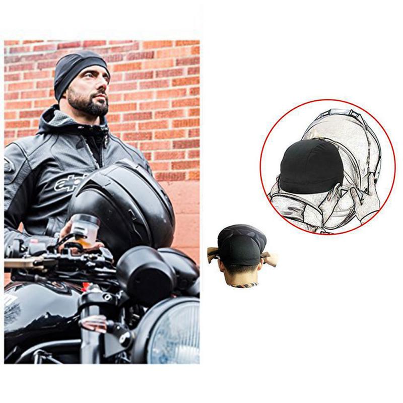 Black Unisex Motorcycle Hat Quick Dry Breathable Hat Motorcycle Helmet Inner Cap Moisture Wicking Cooling Race Cap Under Helmet