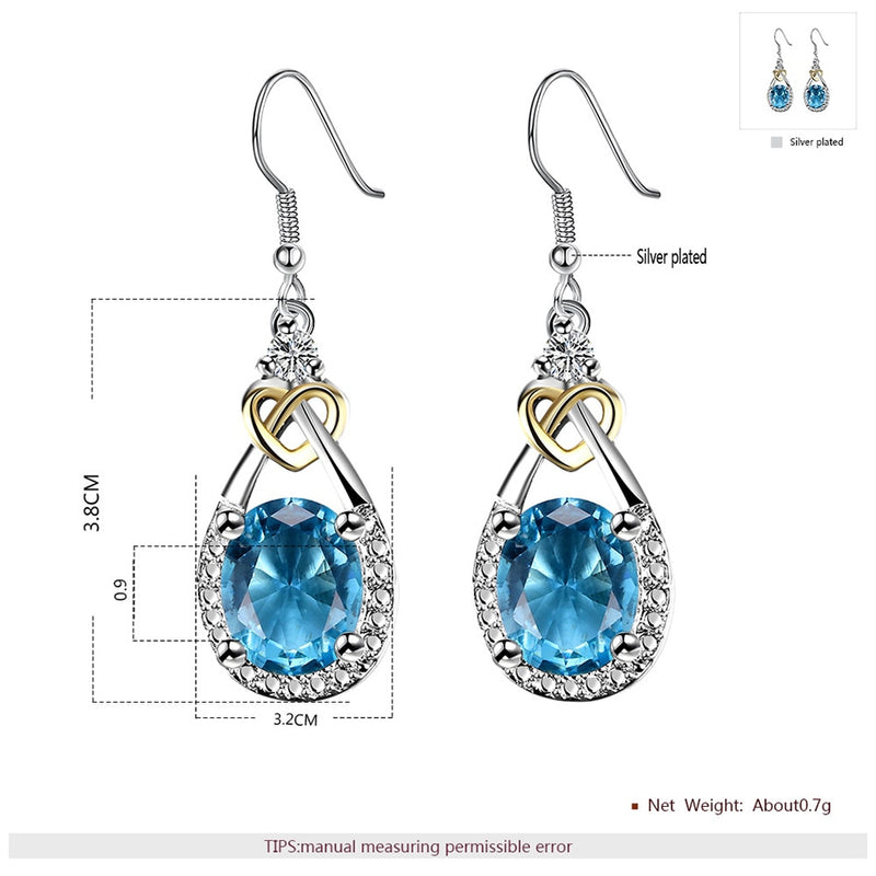 Blue Stone Vintage Bridal Ring Earring And Necklace Sets Cubic Zirconia Wedding Jewelry Sets 925 Silver Fashion Bijoux CCAS101