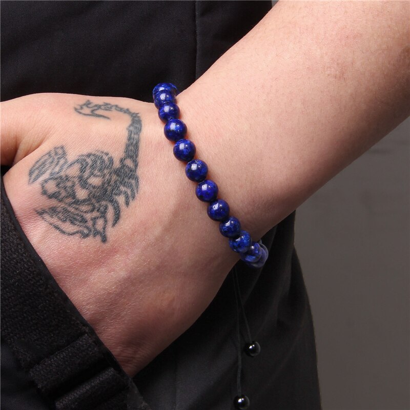 Braid Bracelet Women Natural 8mm Amethysts Lapis Lazuli Stone Beads Bracelets Men Handmade Woven Pulsera Adjustable Yoga Jewelry