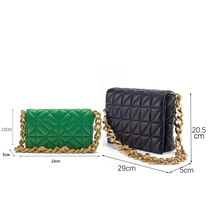 Brand Luxury Women's Shoulder Bags Metal Thick Chain Quilted Designer Purses and Handbag Women Clutch Bags Ladies Hand Bag 2021