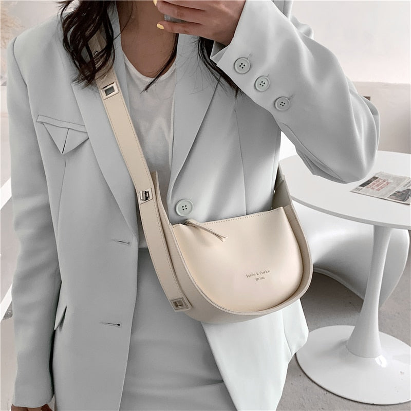 Burminsa Semicircle Saddle Shoulder Crossbody Bags For Women Designer Brand Adjustable Wide Strap Girls Purses And Handbags 2021