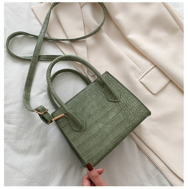 Buylor Fashion Crossbody Bags for Women Crocodile Pattern Small Solid Color Handbag Classical Lady PU Leather Shoulder Bag