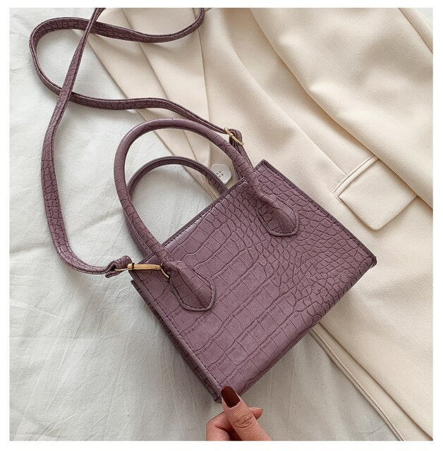 Buylor Fashion Crossbody Bags for Women Crocodile Pattern Small Solid Color Handbag Classical Lady PU Leather Shoulder Bag