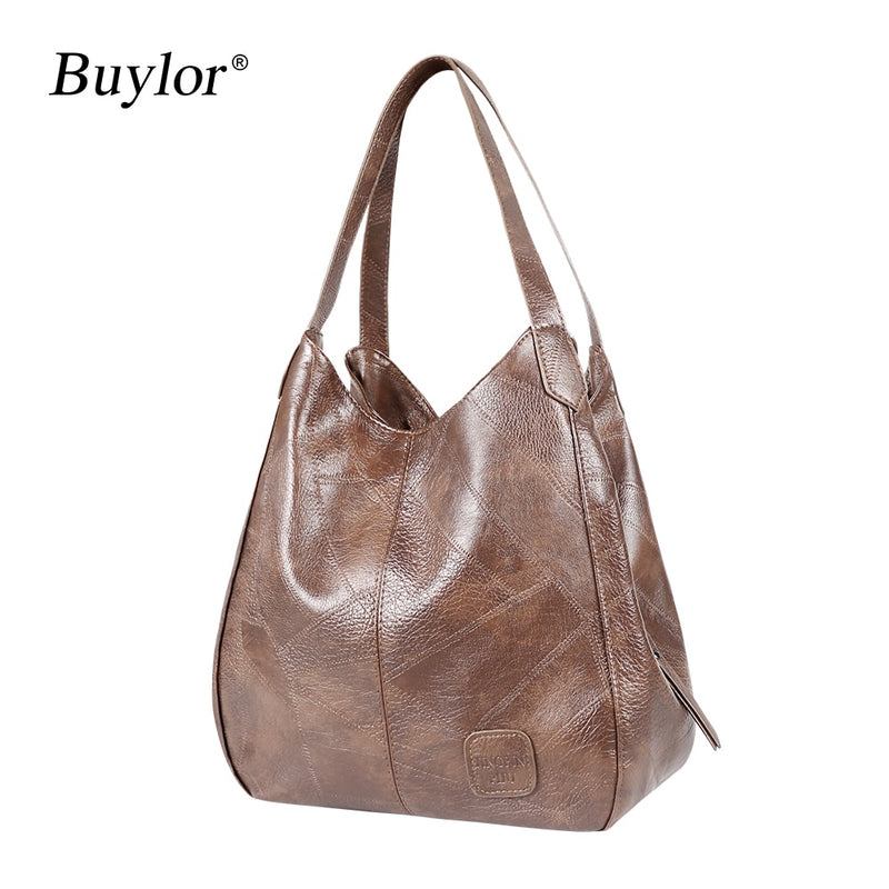 Buylor Women's Handbags Vintage Luxury Leather Shoulder Bag Designers Large Bag modern Fashion Brand Female