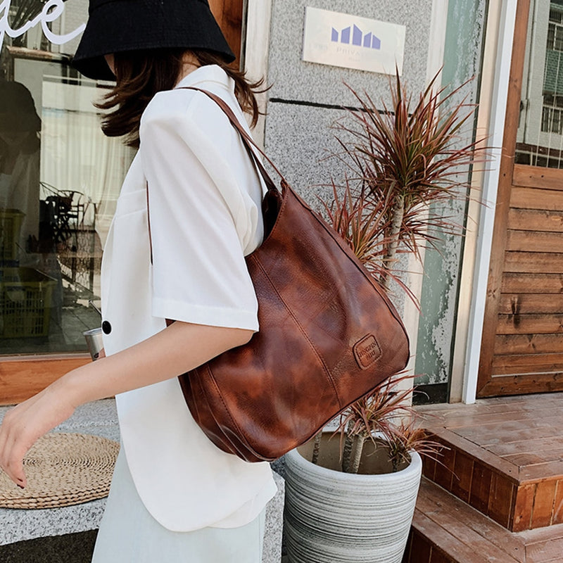 Buylor Women's Handbags Vintage Luxury Leather Shoulder Bag Designers Large Bag modern Fashion Brand Female