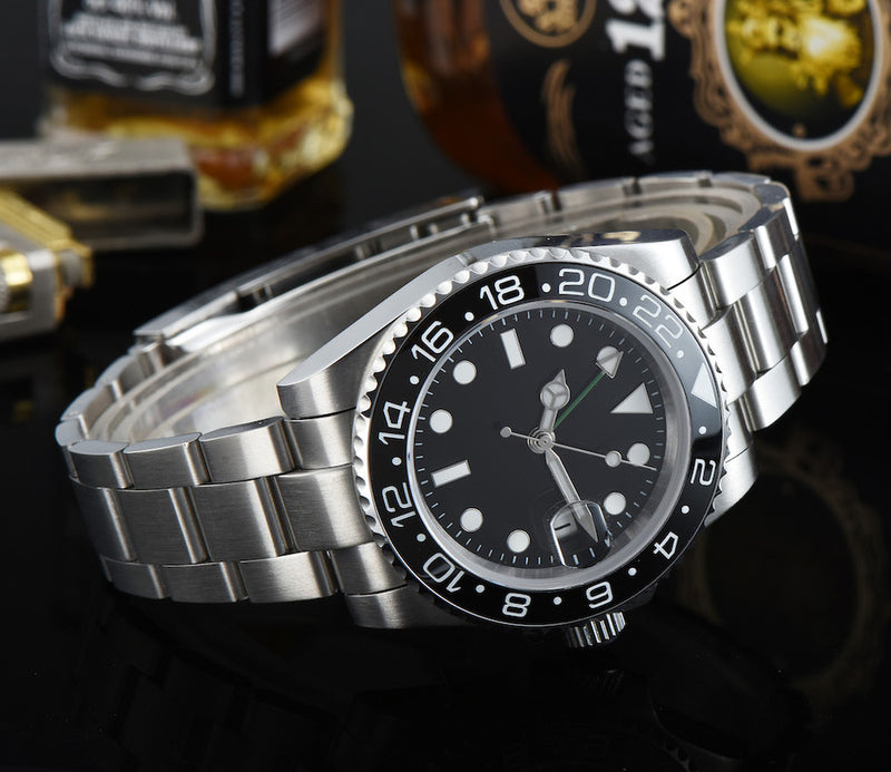 PARNIS Men's self-winding watch GMT 40mm sapphire glass mechanical parnis R27