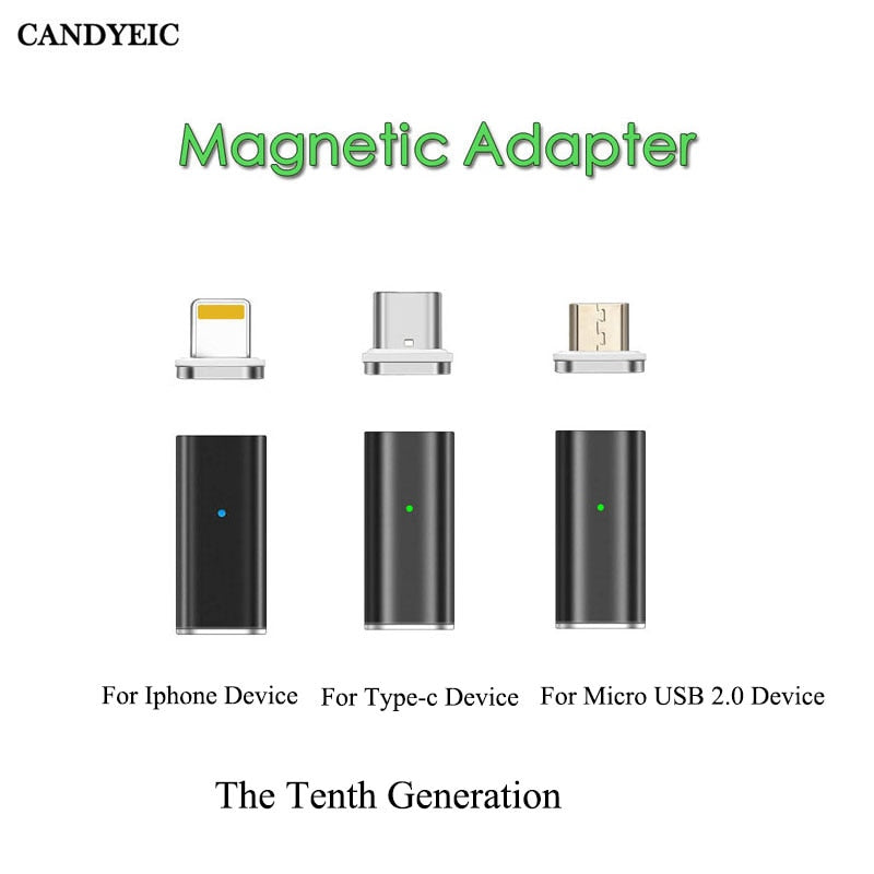 CANDYEIC Fast Charging Magnetic Adapter For IPhone Android Type C Micro USB 2.0 Device To Micro USB Cable Charger USB C Adapter