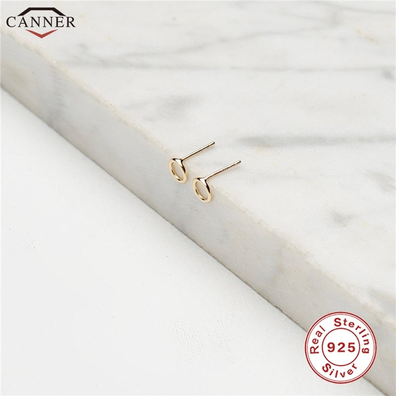 CANNER Delicate 925 Sterling Silver Stud Earrings for Women Small Round Circle Earrings 2019 Lady Girl Korean Earings Gifts H40