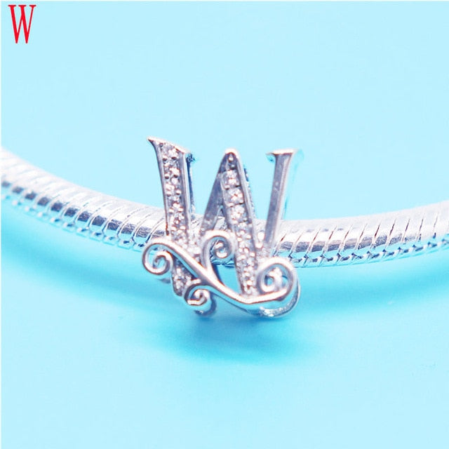 CODEDOG 100% Real 925 Sterling Silver Letter Alphabet A-Z Charm Name Bead Fit Original Bracelet Pendant Jewelry CMC030