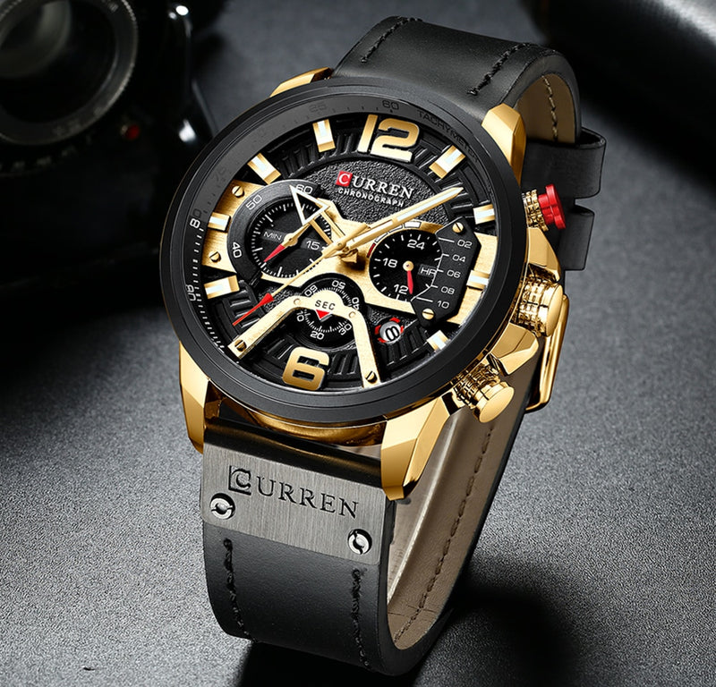 CURREN Casual Sport Watches for Men Blue Top Brand Luxury Military Leather Wrist Watch Man Clock Fashion Chronograph Wristwatch