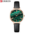 CURREN Fashion Luxury Watches for Women Malachite Green Quartz Dress Bracelet Wristwatch with Leather Female Clock