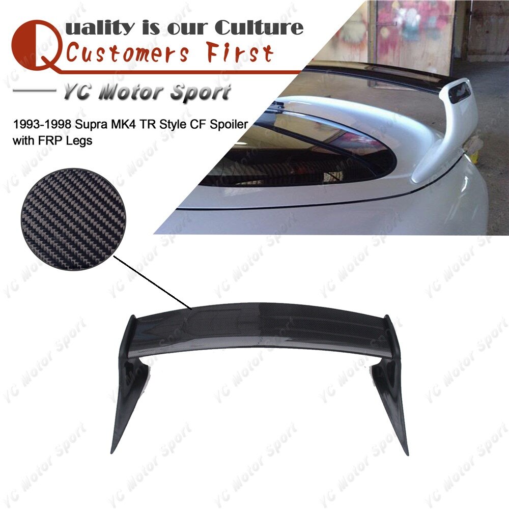 Car Accessories Carbon Fiber Rear Spoiler with FRP Legs Fit For 1993-1998 Supra MK4 TR Style Trunk Spoiler Wing
