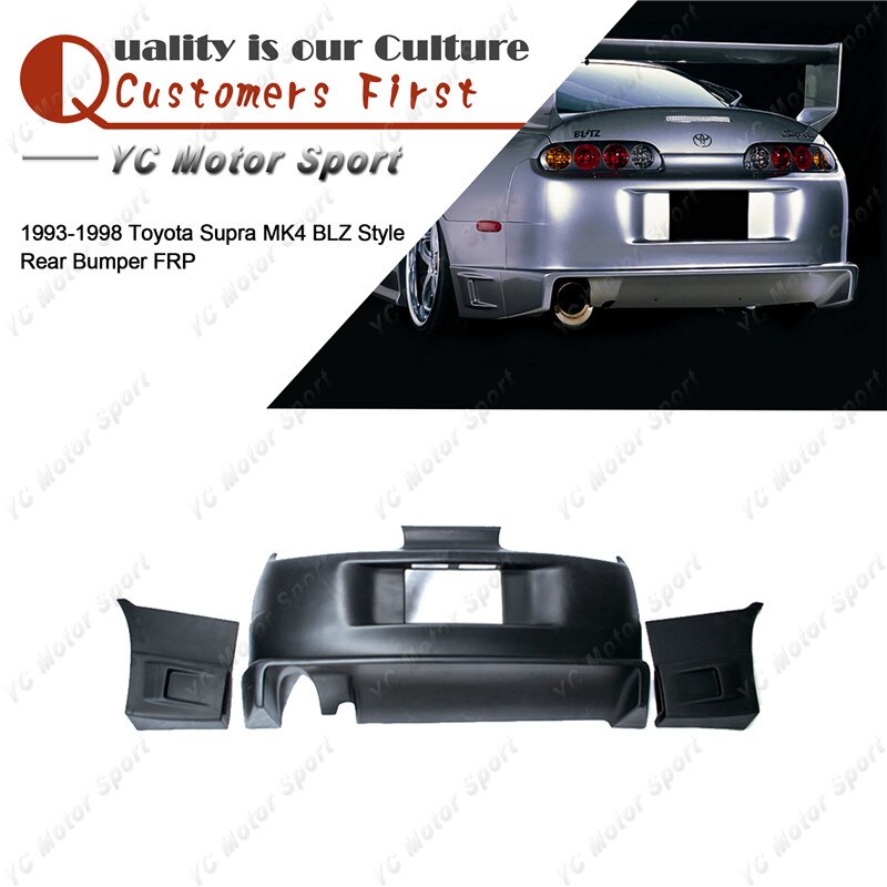 Car Accessories FRP Fiber Glass BLZ Style Rear Bumper Kit Fit For 1993-1998 Toyota Supra MK4 Rear Bumper Cover 3pcs