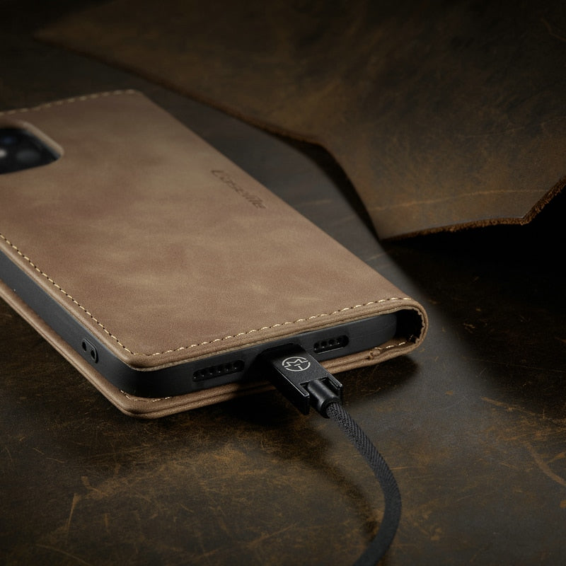 CaseMe Original Flip Case For iPhone 12 11 Pro Retro Magnetic Card Stand Wallet For iPhone 12 min X s Max 6 7 8 Plus SE2020 Case