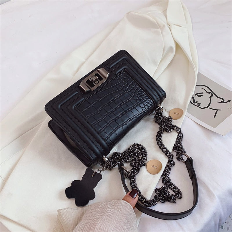 Chain Crossbody Bags For Women Fashion Small Shoulder Bag New High Quality Alligator PU Leather Luxury Ladies Handbags Designer