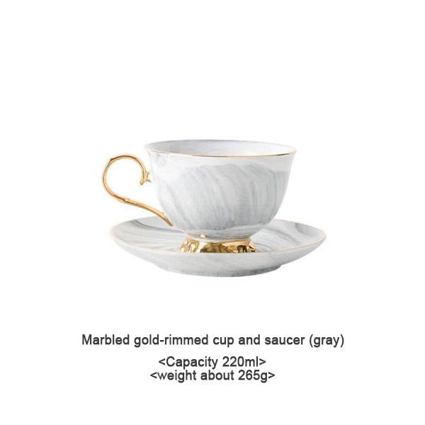 Chic Marble Ceramic Coffee Cup Saucer Sets Fashion Drinkware Gold Plated Porcelain Tea Water Breakfast Morning Milk Can Mugs