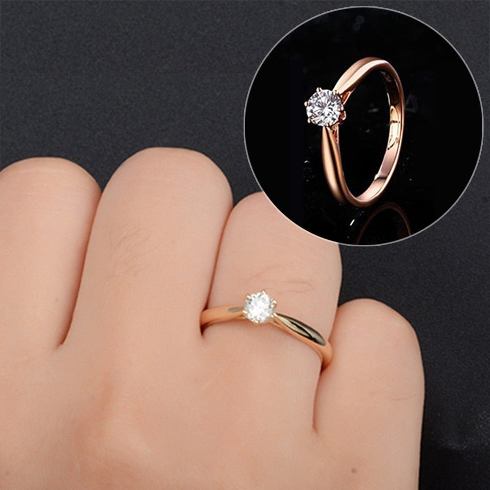 Classic Wedding Rings For Women Forever Simple Style Six Claws Cubic Zirconia 3 Color Wedding Gift Fashion Jewelry KCR033