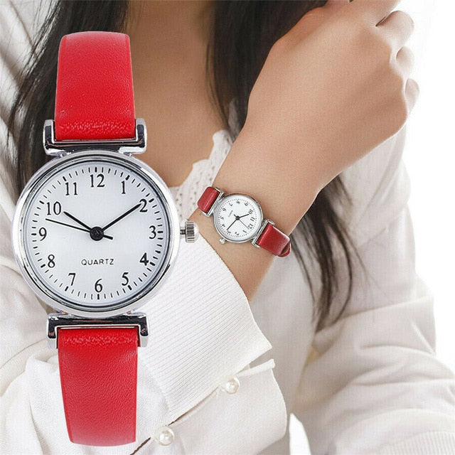 Classic Women's Watches Casual Quartz Leather Strap Band Watch Round Analog Clock Wrist Watches