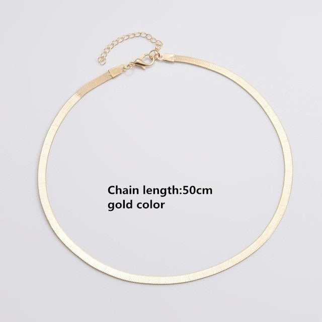Clavicle Necklace Women Choker Simple Female Necklaces Ladies Wedding Lady Jewelry Gold Color Trendy European Party Alloy Collie