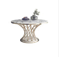 Contemporary Style Marble Top Round Dining Table With turntable