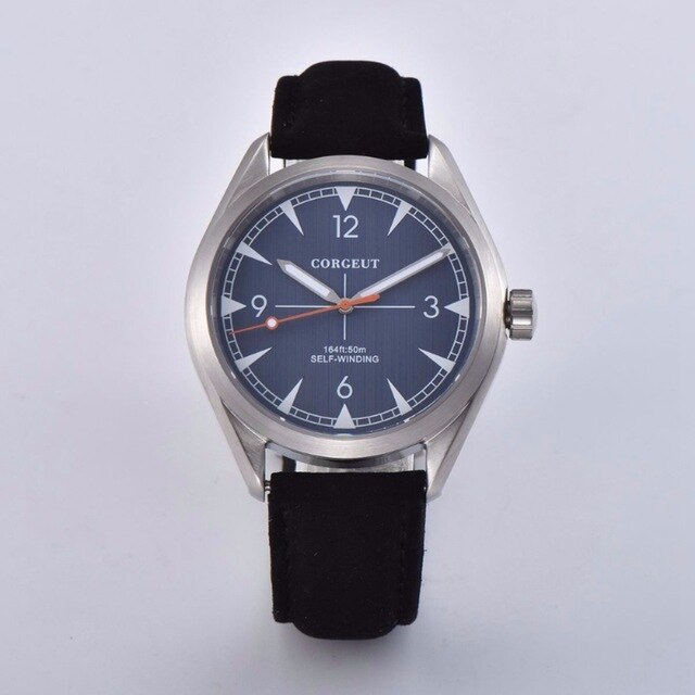 Corgeut 41mm Automatic Mechanical Watch Men Luxury Brand Casual Leather Strap Luminous Waterproof Business Wristwatch Men