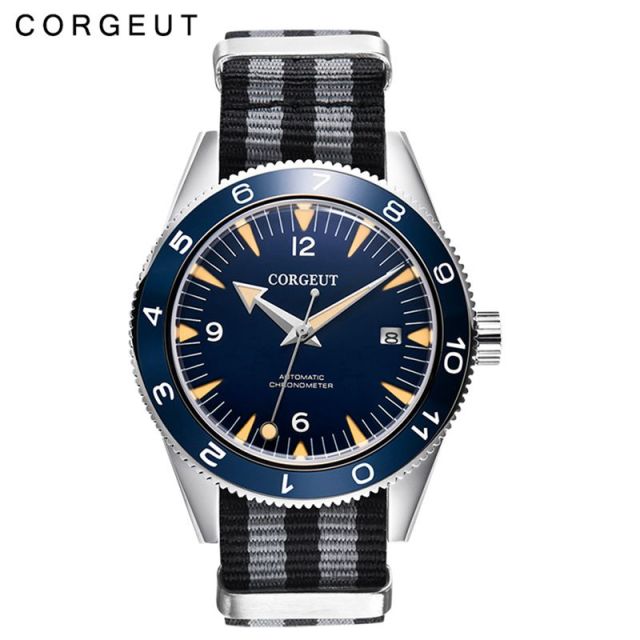 Corgeut Luxury Brand Sapphire Military Ceramic Bezel Mechanical Watch Men Automatic 10ATM Swim Sport Clock Leather Wristwatches