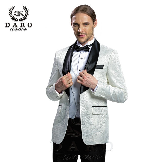 DARO 2020 New Men Suit 3 Pieces tuxedo Slim Fit blue grey  white for Wedding Dress  Suits Blazer Pant and Vest DR8859