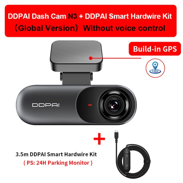 DDPAI Dash Cam Mola N3 1600P HD GPS Vehicle Drive Auto Video DVR Android Wifi Smart 2K Car Camera Hidden Recorder 24H Parking