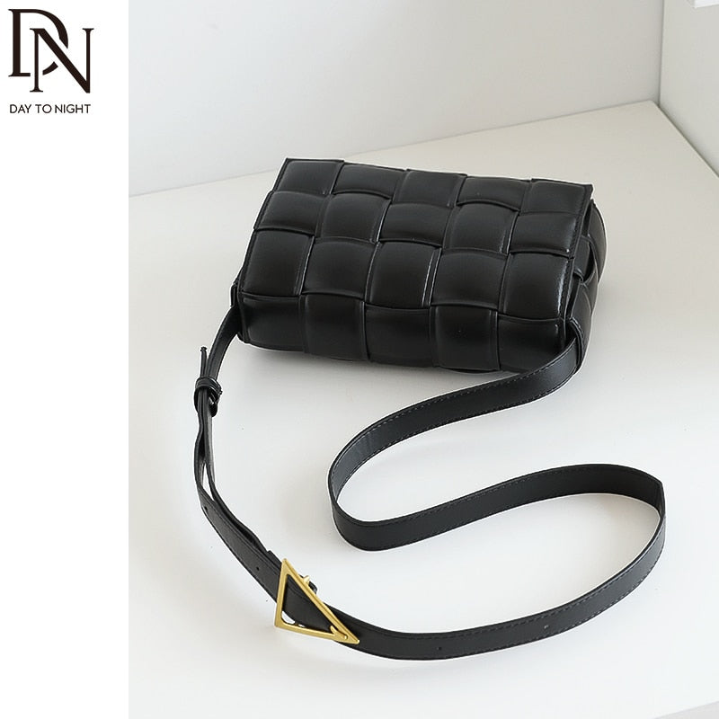 DN Fashion Crossbody Bag Women's Shoulder Bags for Ladies Simplicity Purse Trend Large Lattice Weaving Soft Small Square Handbag