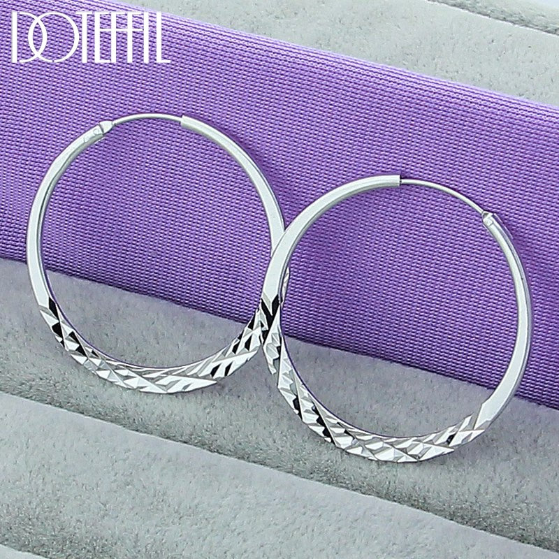 DOTEFFIL 925 Sterling Silver 50mm Circle Hoop Earrings For Women Round Earrings Woman Jewelry Earrings Engagement Christmas Gift