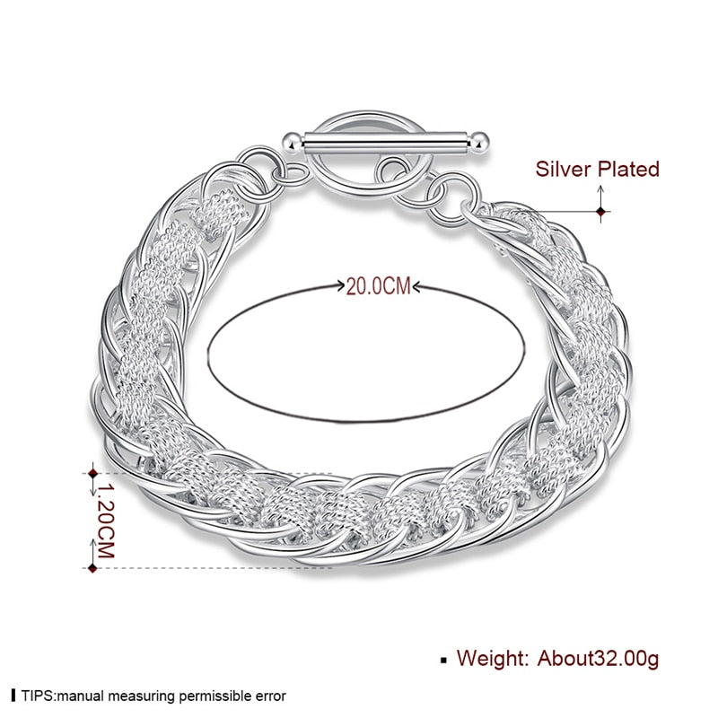 DOTEFFIL 925 Sterling Silver High Quality Lady Bracelet Many Circle Charm Bracelets Jewelry for Women Men Wholesale Wedding Gift
